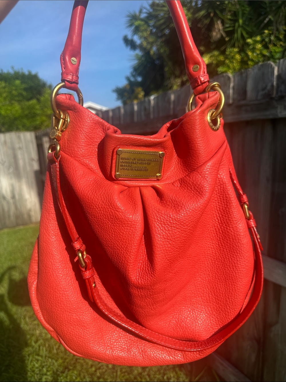 Marc by Marc Jacobs Coral Pebbled Leather Shoulder Hobo, Gold Hardware & dusty